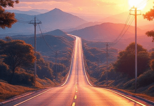 Estrada ao pôr do sol
